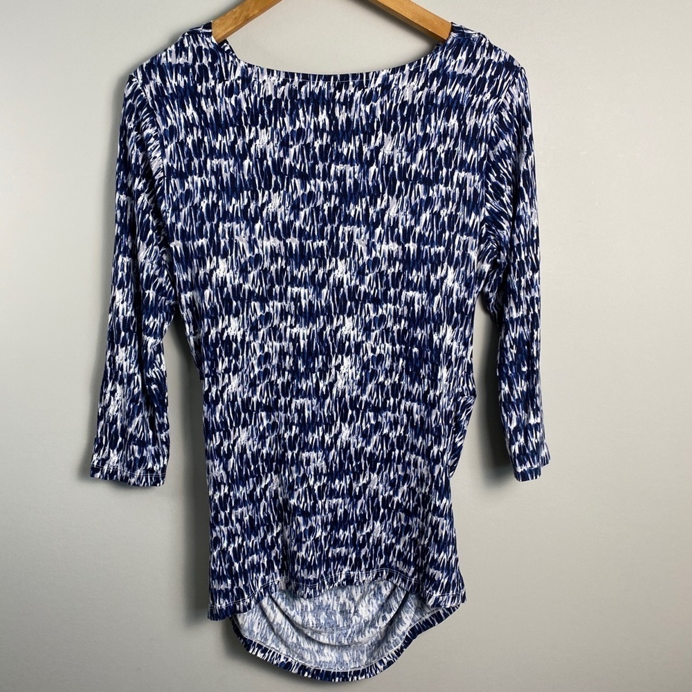 Rose & Olive Women's 3/4 Sleeve Blue/White Stretchy Tunic Top Size Medium - Picture 6 of 13